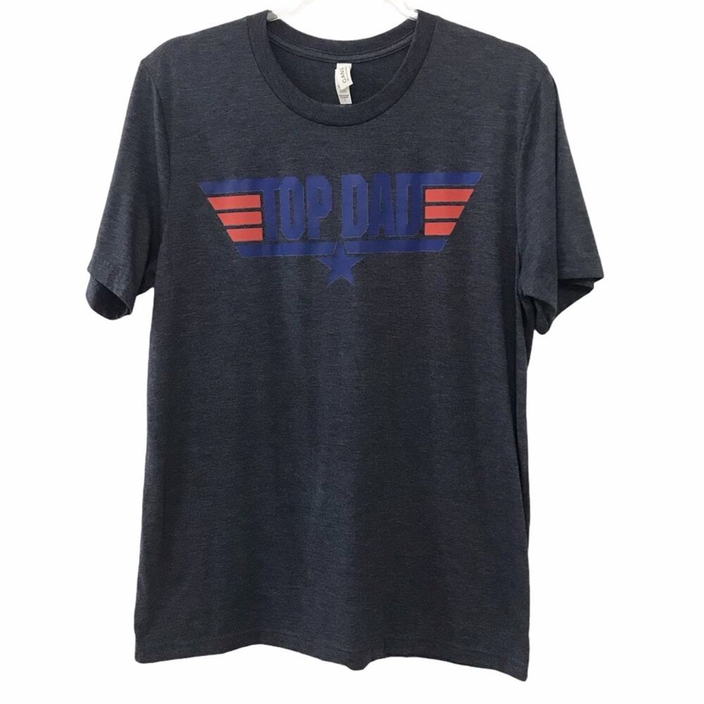 Bella Canvas Top Dad Heathered Navy Graphic Short Sleeve T-Shirt - Large